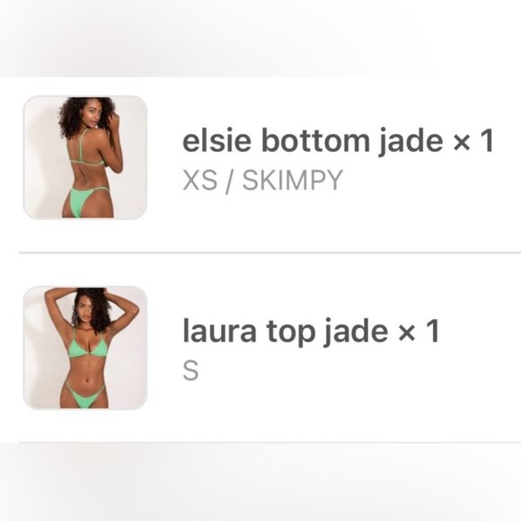 NWT OneOne Swimwear Bikini SET Green Texture Jade Small Skimpy Mint Elsie Laura - Picture 3 of 4